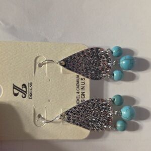 Silver and Blue Dangle Earrings
